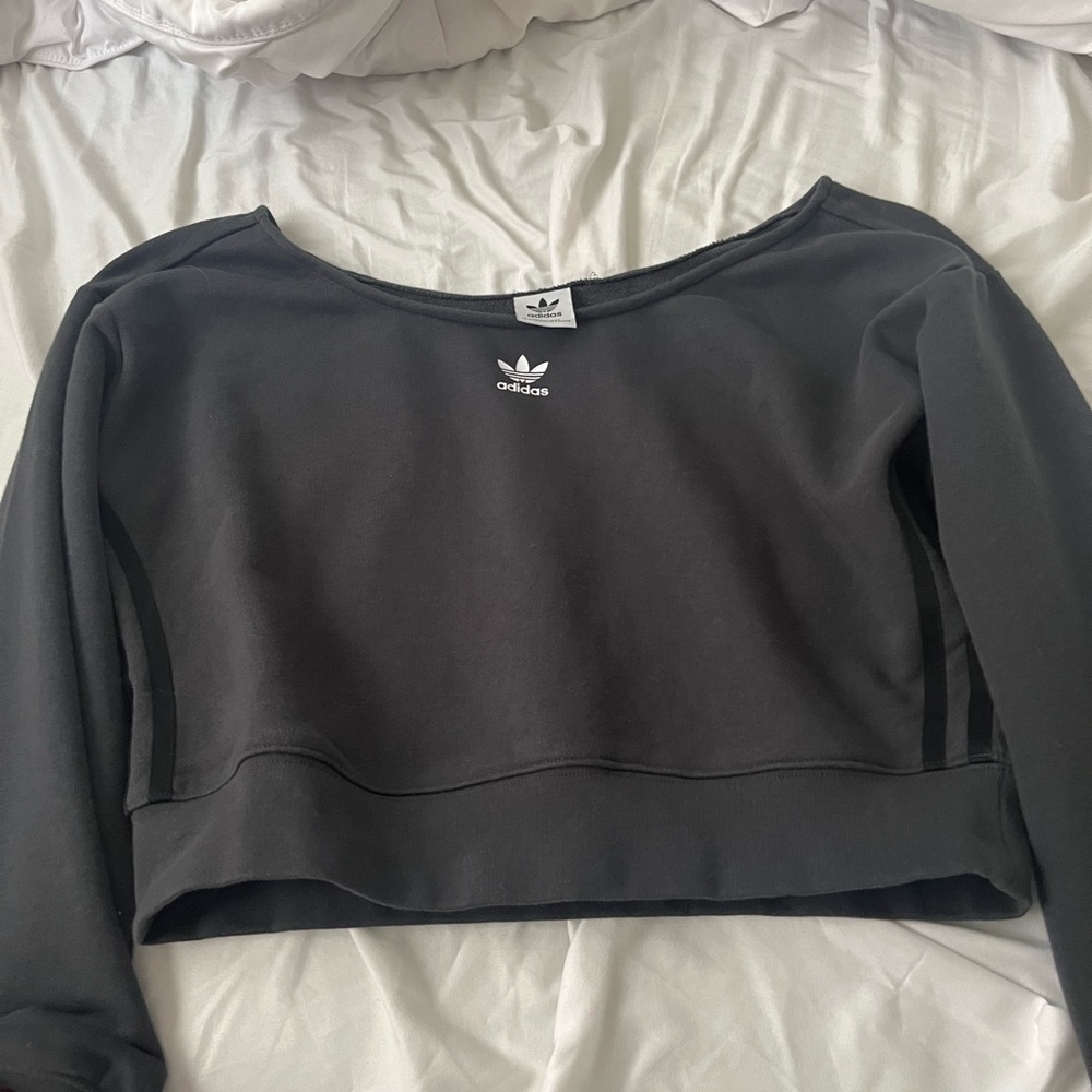 adidas cropped off the shoulder sweatshirt